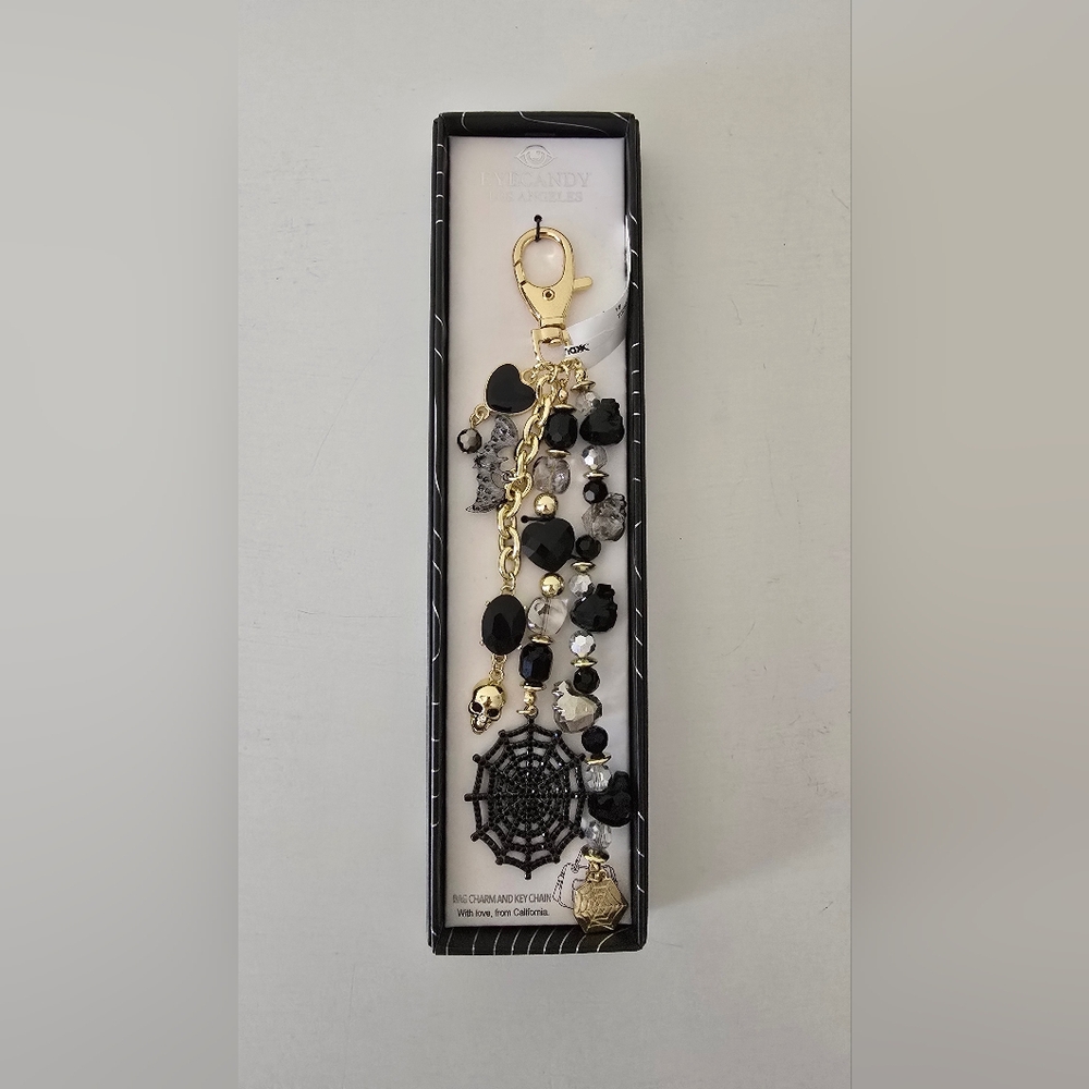 Eye Candy Los Angeles Gothic Bag Charm Keychain – Skull & Spiderweb